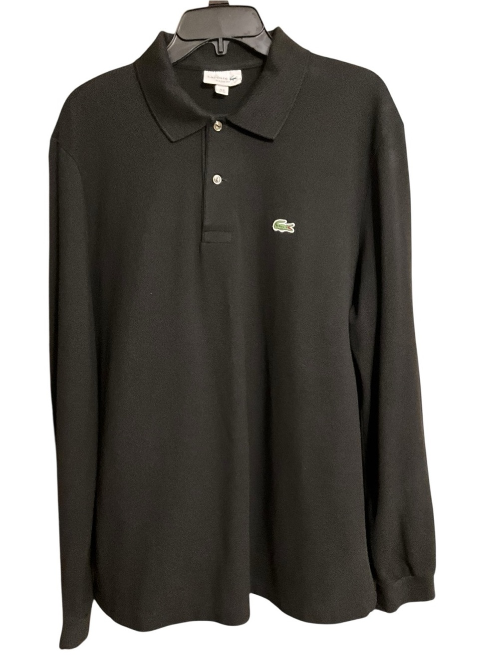 Lacoste Men's Black Long Sleeve Polo Shirt XL Cotton Knit Crocodile Logo